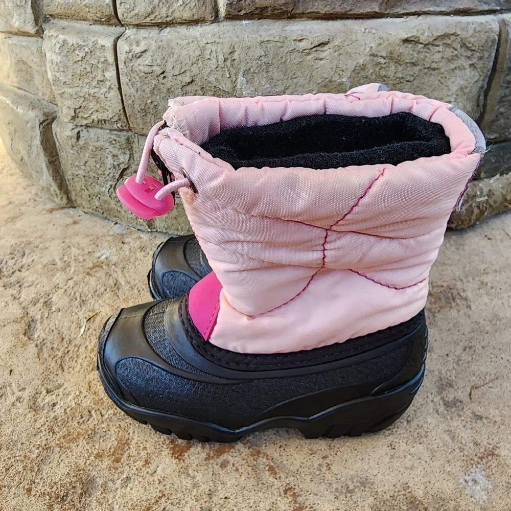 Pink and Black Kamik Girls Snow Boots Size 8